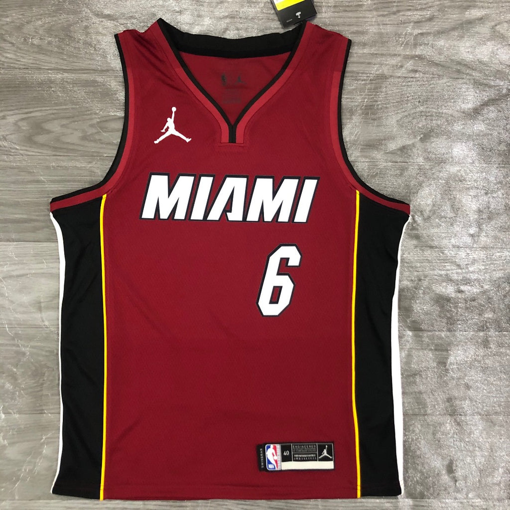LeBron James Miami Heat #6 Themed V-Neck Maroon Basketball Jersey