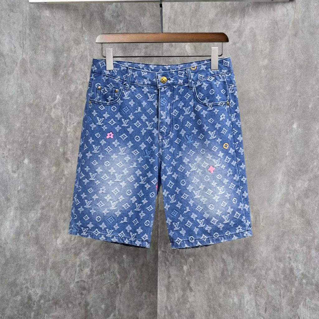 Louis Vuitton Denim Shorts Distressed Finish
