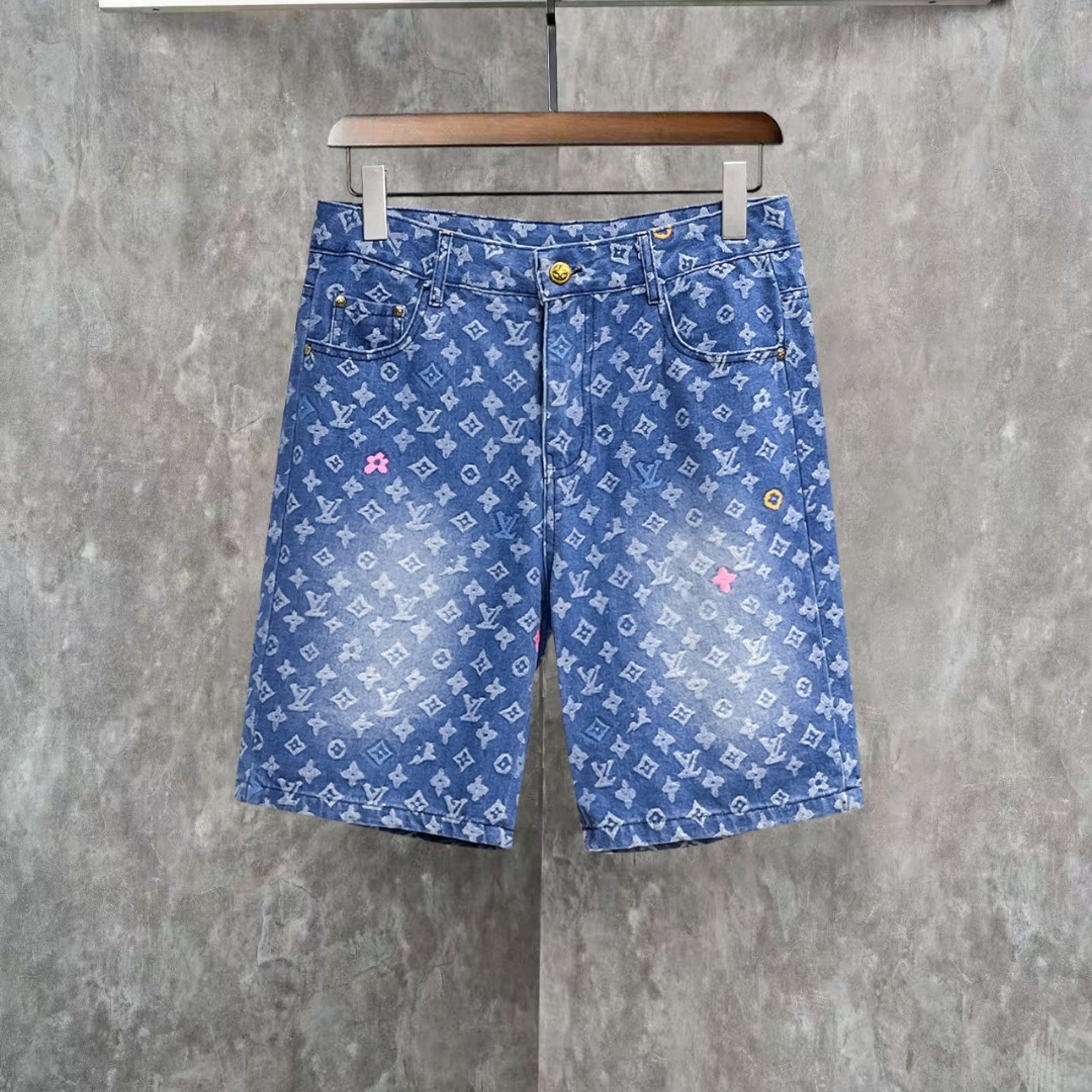 Louis Vuitton Denim Shorts Distressed Finish