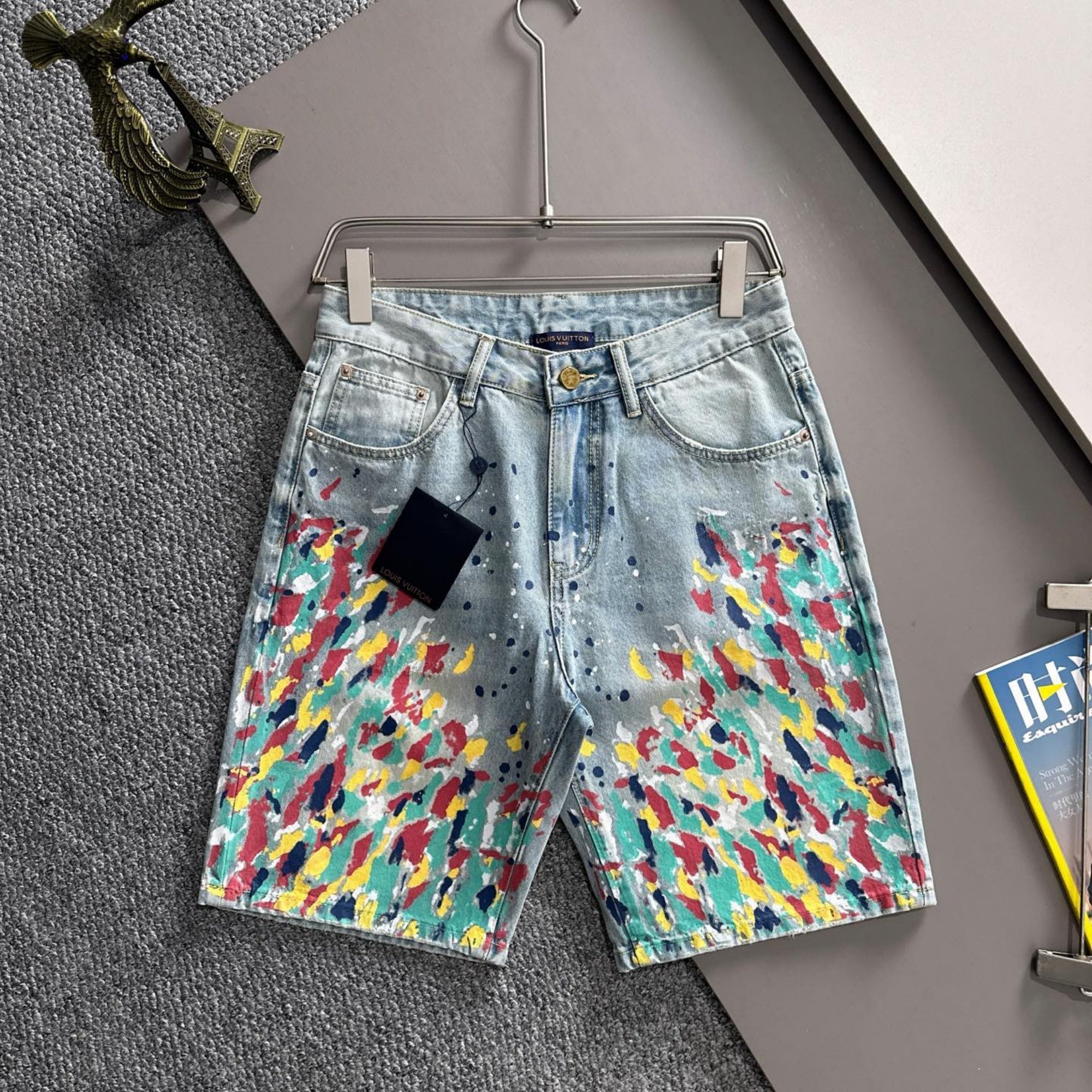Louis Vuitton Denim Shorts Distressed Finish