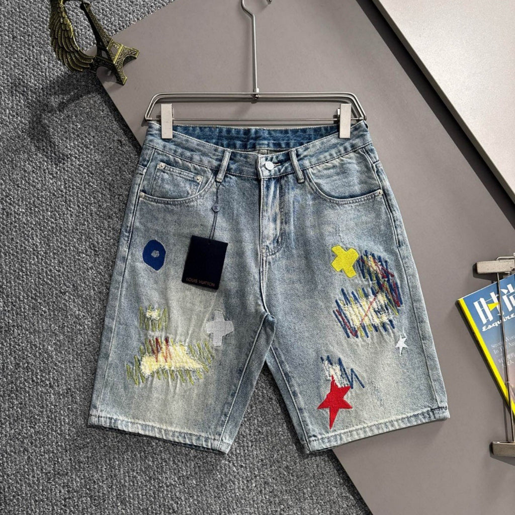 Louis Vuitton Denim Shorts Distressed Finish
