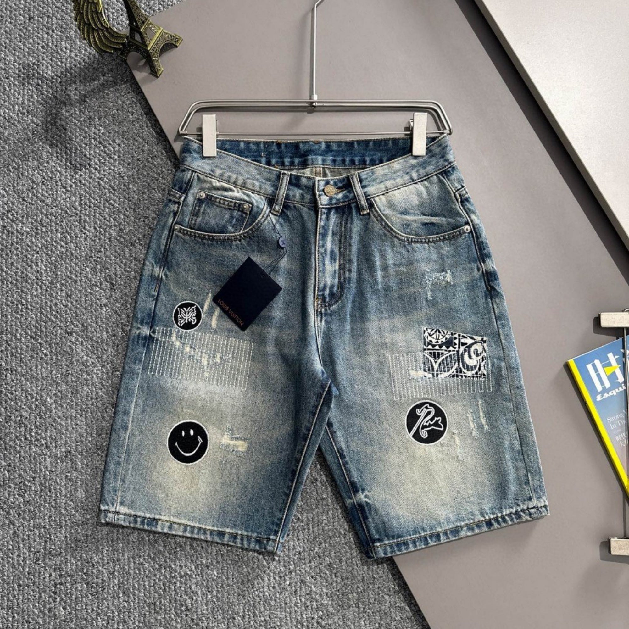 Louis Vuitton Denim Shorts Distressed Finish