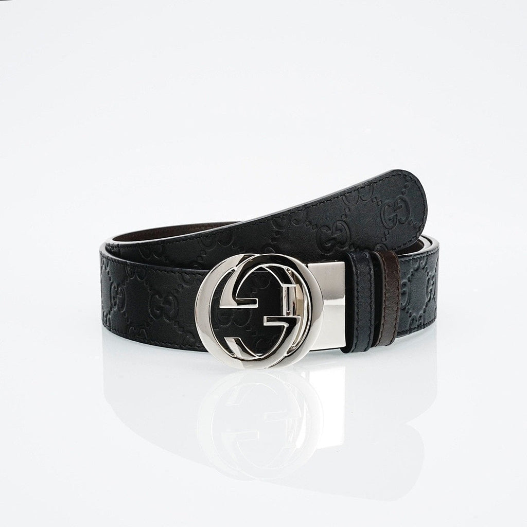 Gucci Reversible Leather Belt – Double G Silver Buckle
