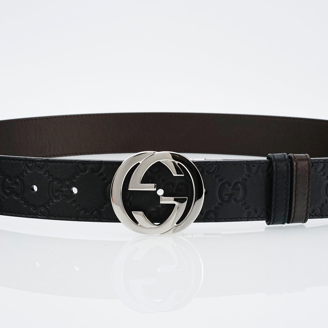 Gucci Reversible Leather Belt – Double G Silver Buckle