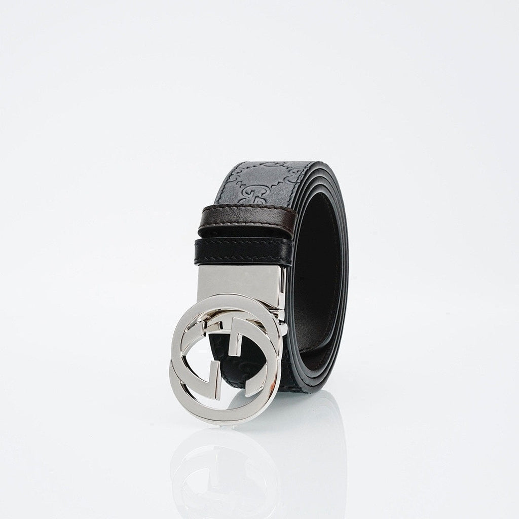 Gucci Reversible Leather Belt – Double G Silver Buckle