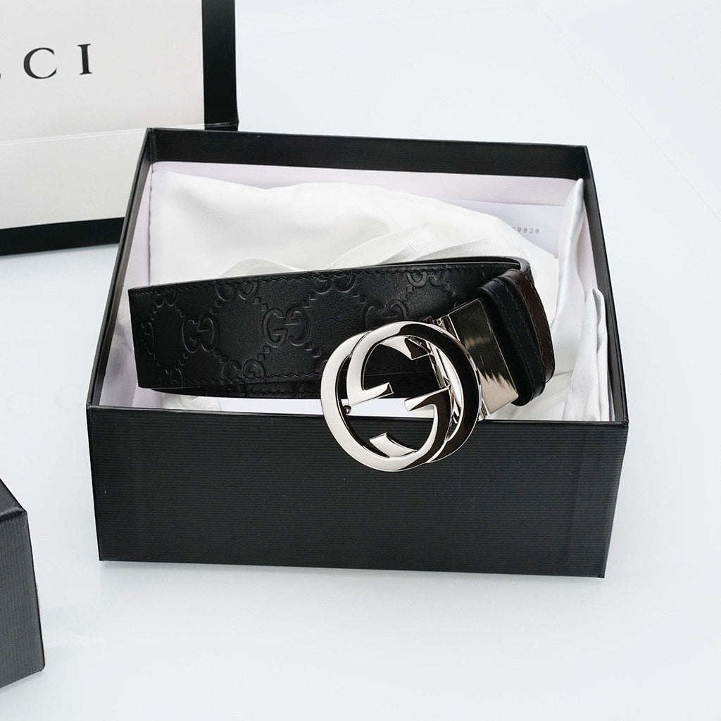 Gucci Reversible Leather Belt – Double G Silver Buckle
