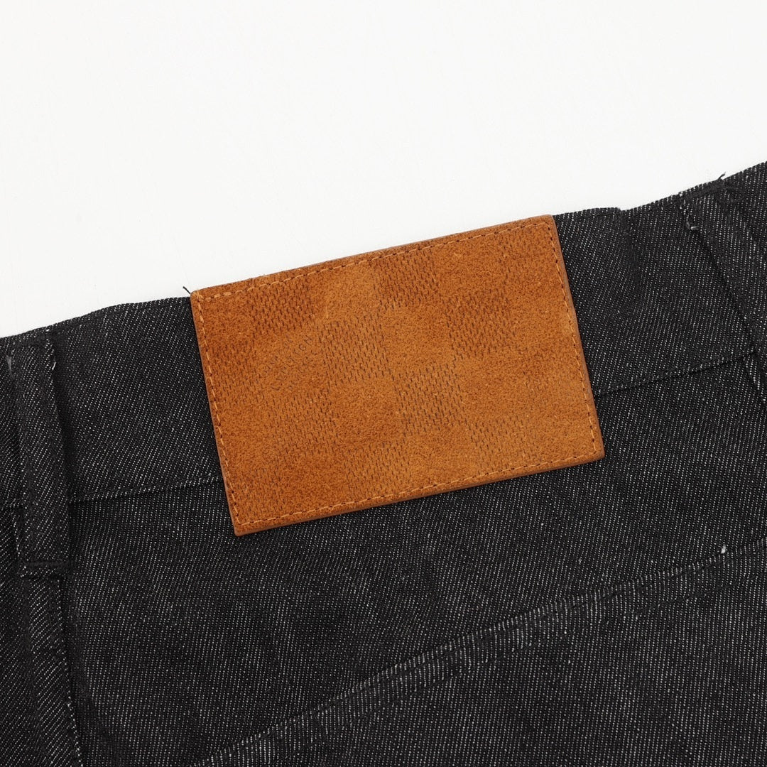 Louis Vuitton Rope Signature Letter Embroidered Denim Shorts