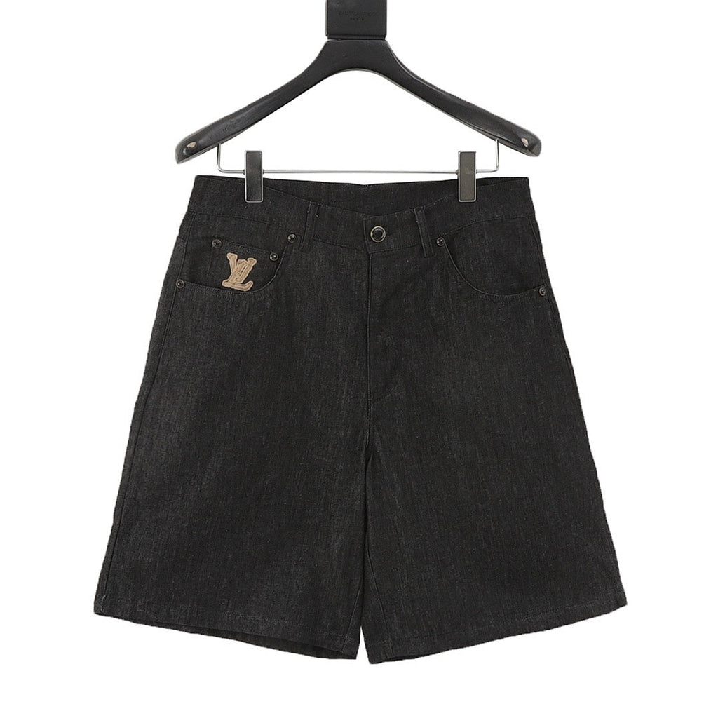 Louis Vuitton Rope Signature Letter Embroidered Denim Shorts