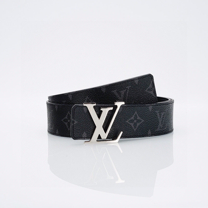 Louis Vuitton Black Monogram Belt – LV Initiales Silver Buckle