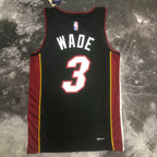 Dwyane Wade Jersey — 2023 Season NBA Miami Heat #3 SW Black V-Neck Basketball Jersey