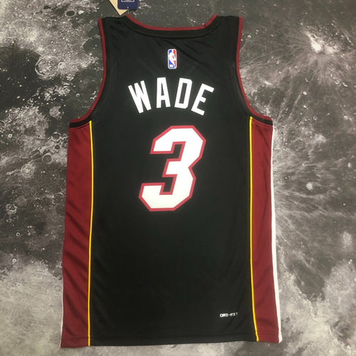Dwyane Wade Jersey — 2023 Season NBA Miami Heat #3 SW Black V-Neck Basketball Jersey