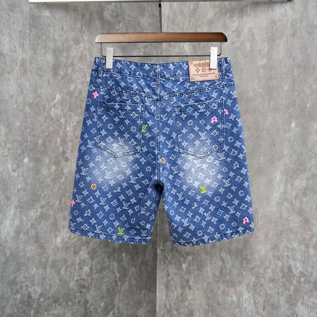 Louis Vuitton Denim Shorts Distressed Finish