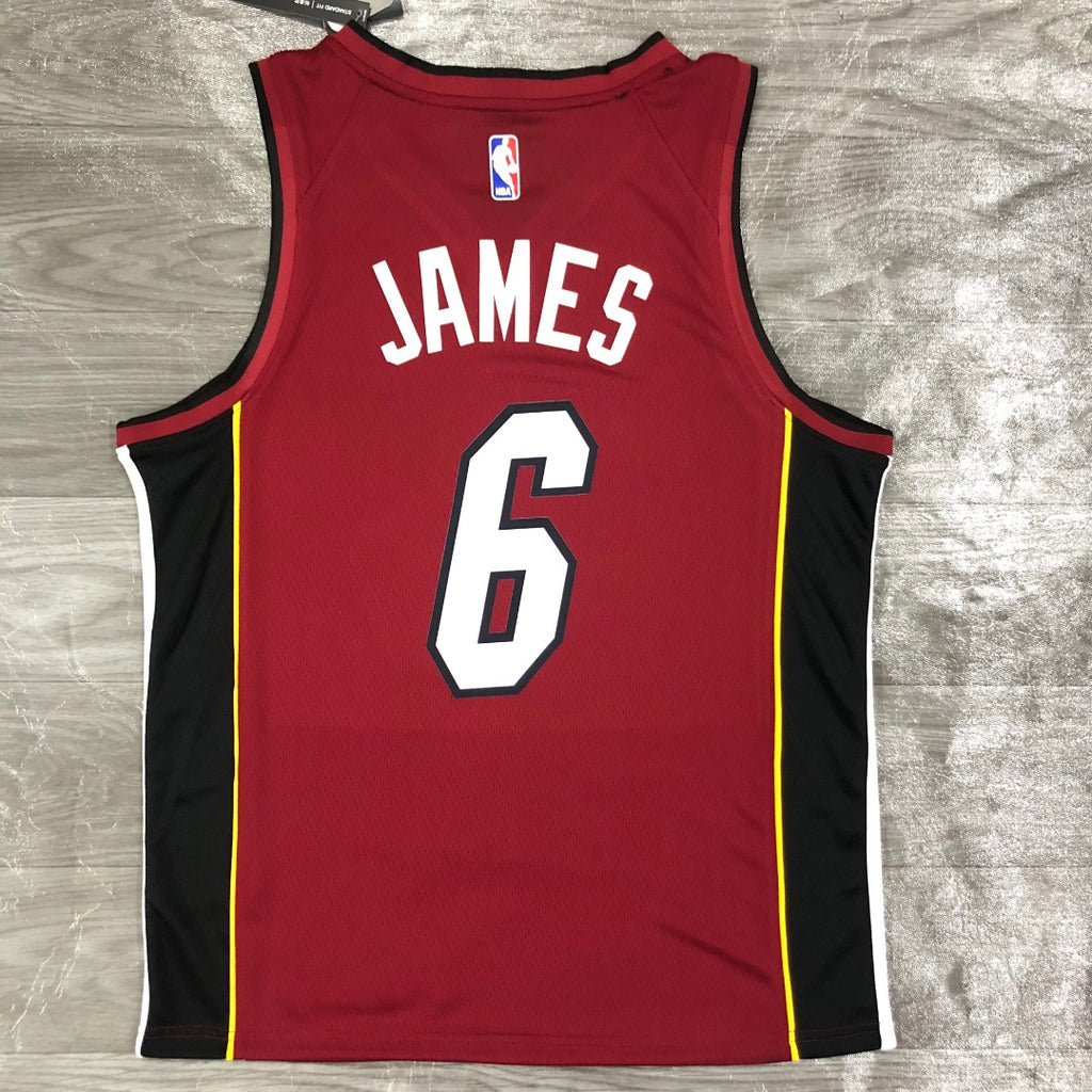 LeBron James Miami Heat #6 Themed V-Neck Maroon Basketball Jersey