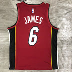 LeBron James Miami Heat #6 Themed V-Neck Maroon Basketball Jersey