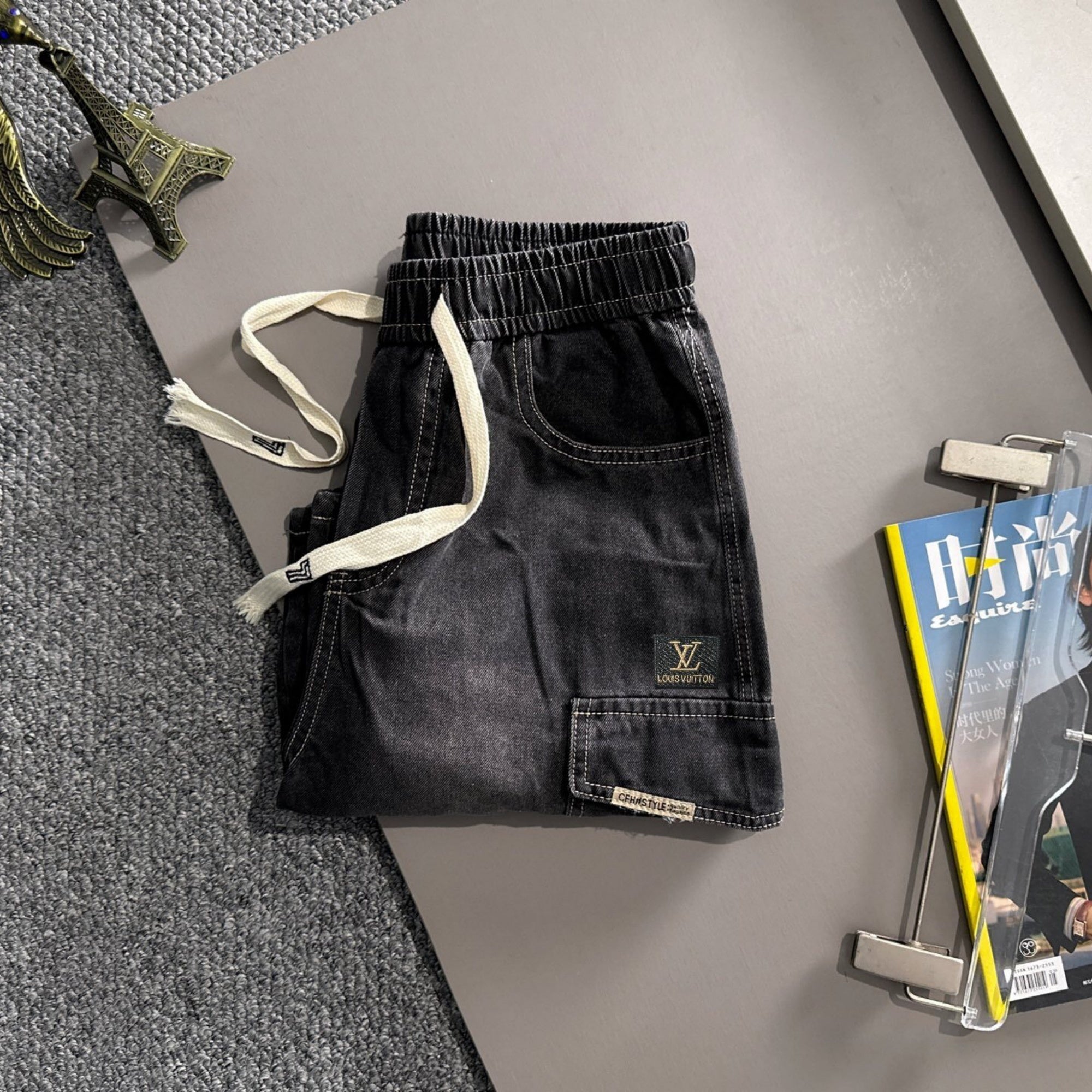 Louis Vuitton Denim Shorts Distressed Finish