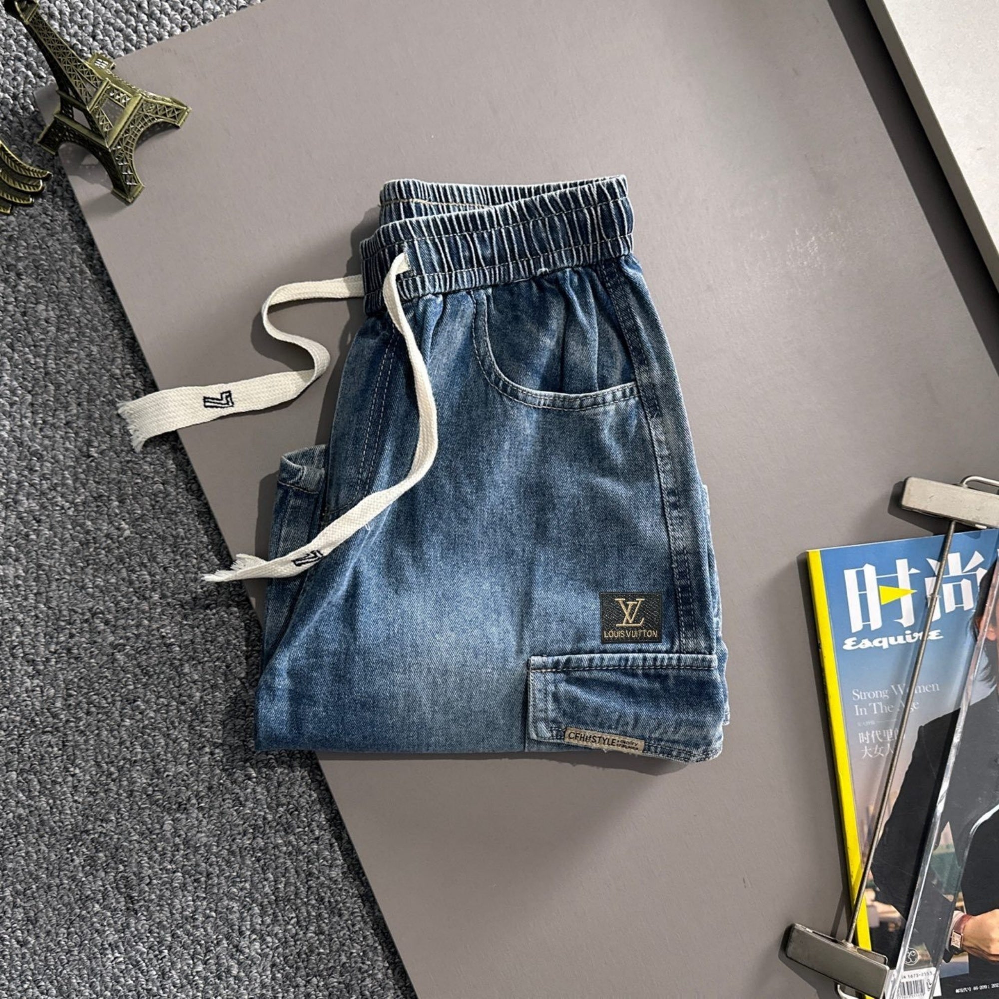 Louis Vuitton Denim Shorts Distressed Finish