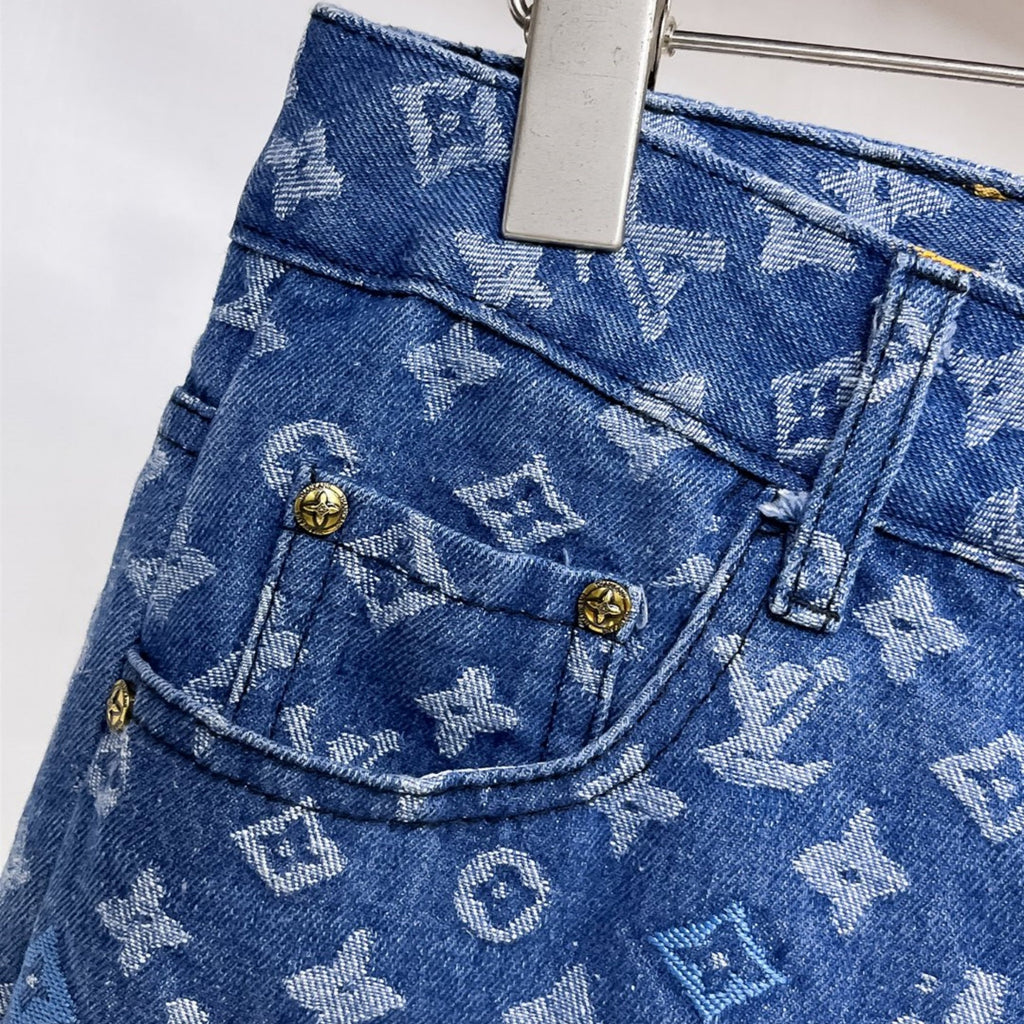 Louis Vuitton Denim Shorts Distressed Finish