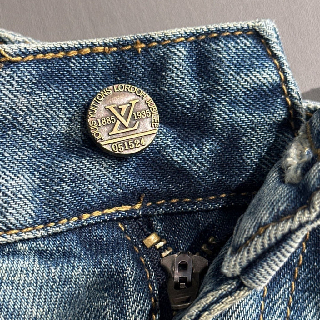 Louis Vuitton Denim Shorts Distressed Finish