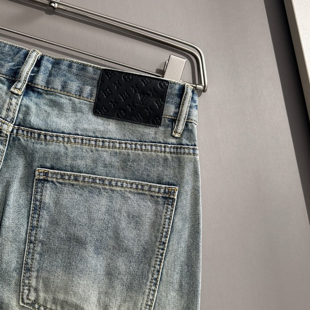 Louis Vuitton Denim Shorts Distressed Finish