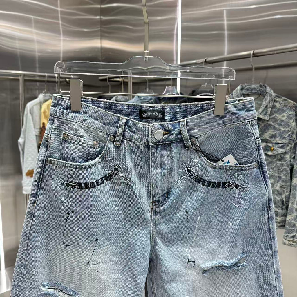 Chrome Hearts Cross Denim Shorts