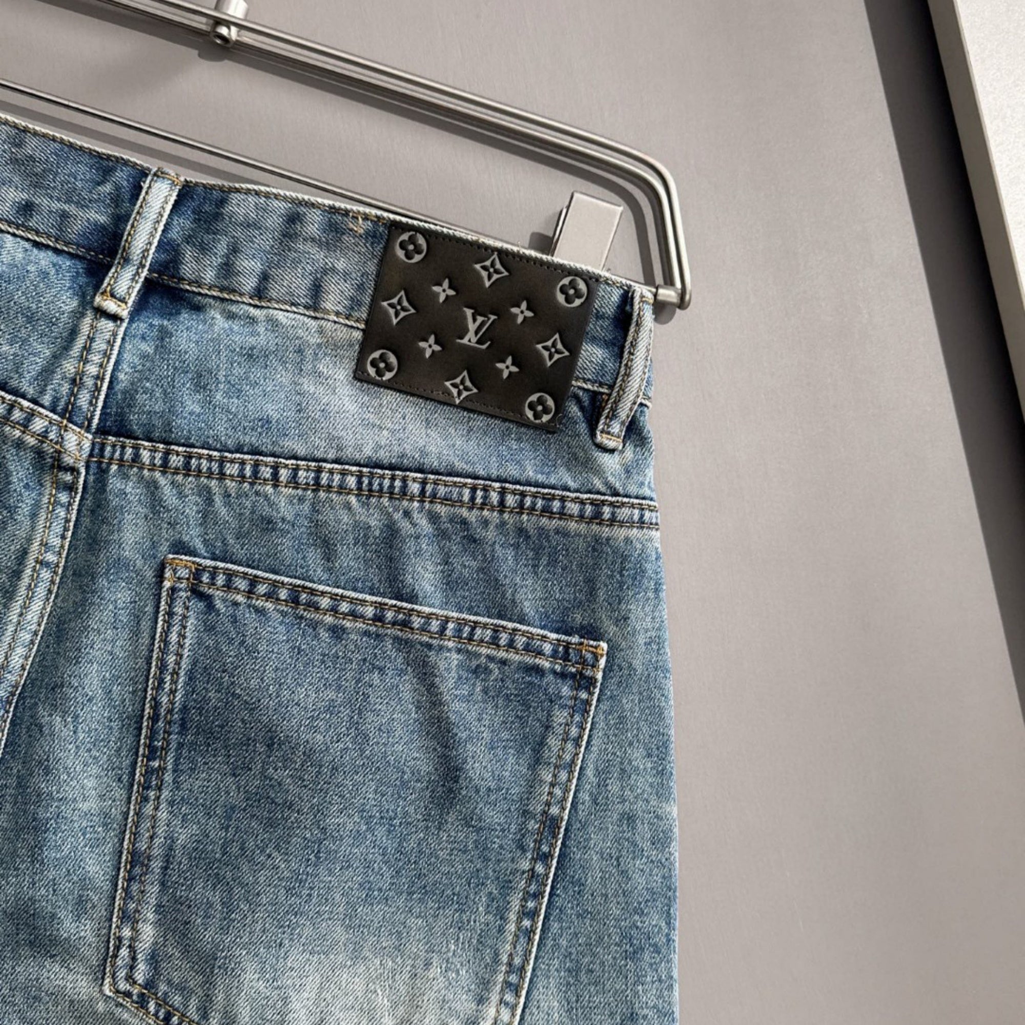 Louis Vuitton Denim Shorts Distressed Finish