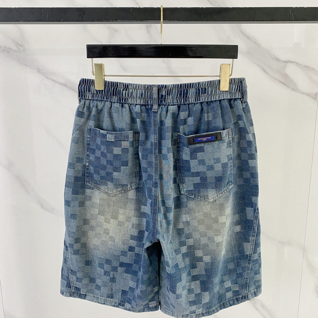 Louis Vuitton Denim Shorts Distressed Finish