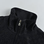 Gucci Rhinestone-Embellished Zip-Up Turtleneck Jacket
