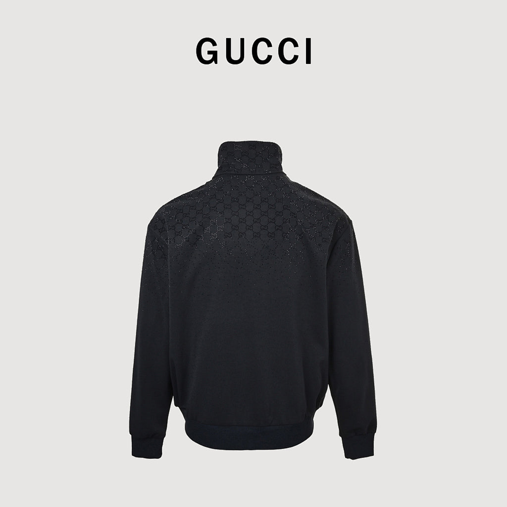 Gucci Rhinestone-Embellished Zip-Up Turtleneck Jacket