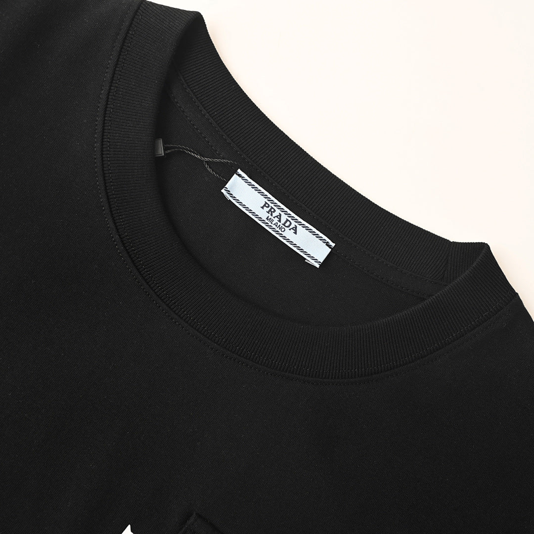 Prada 2026 Printed Pocket T-Shirt Triangle Logo S-XL
