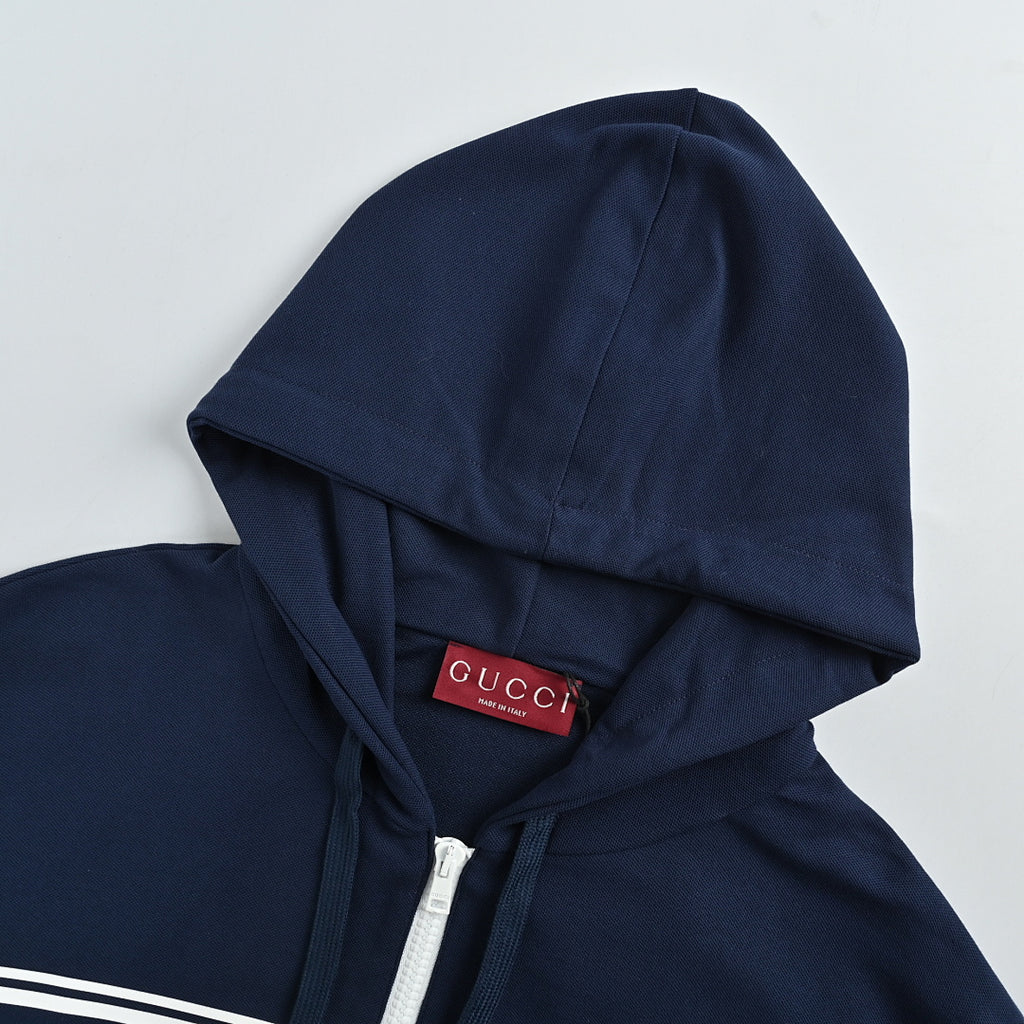 Gucci lettered zip-up hooded jacket