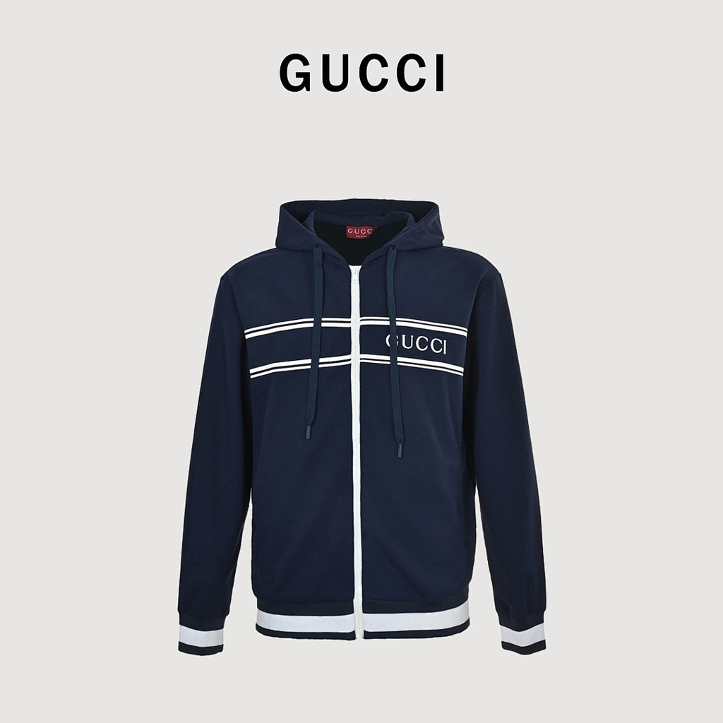 Gucci lettered zip-up hooded jacket