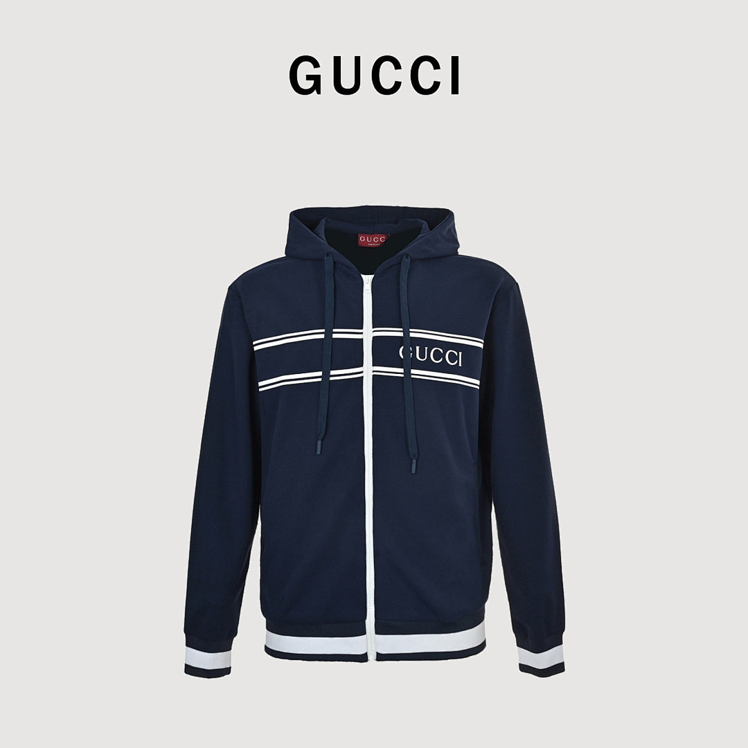 Gucci lettered zip-up hooded jacket