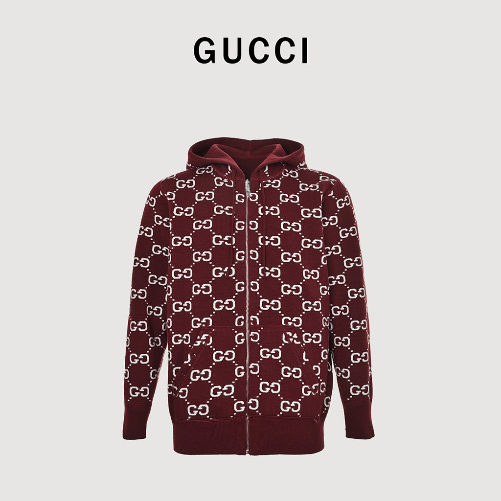 Gucci Reversible GG-Pattern Cashmere Knit Jacket