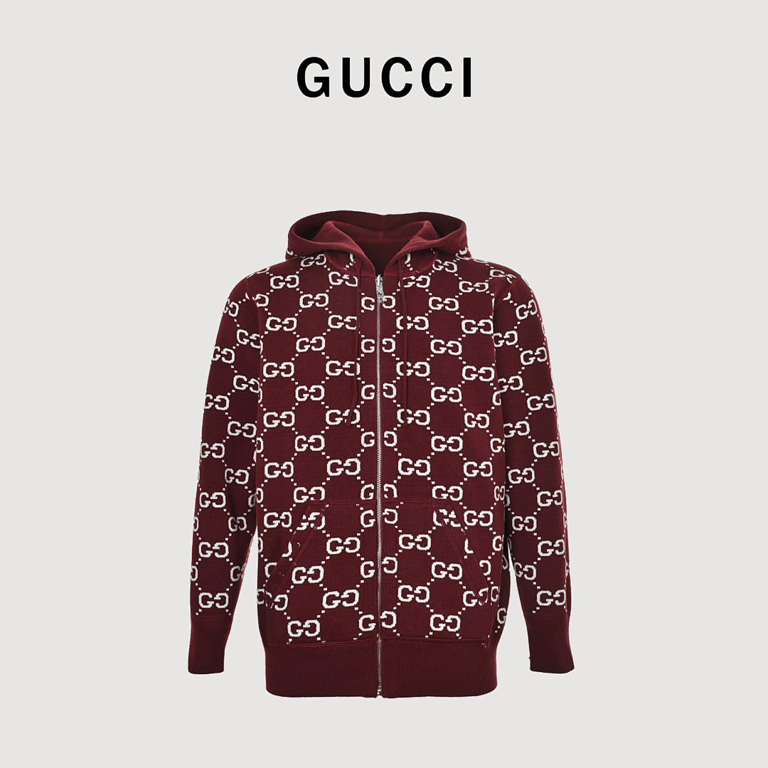 Gucci Reversible GG-Pattern Cashmere Knit Jacket