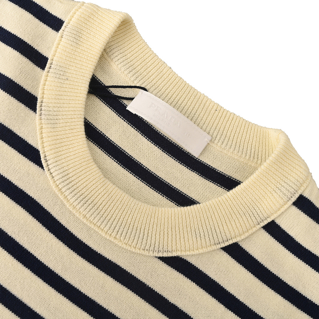 Prada 2026 Inverted Triangle Logo Embroidered T-Shirt S-XL