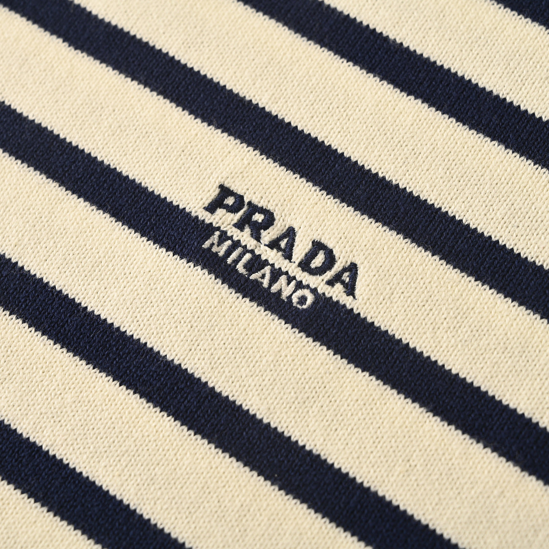 Prada 2026 Inverted Triangle Logo Embroidered T-Shirt S-XL