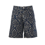 Louis Vuitton Snake-Print Mosaic Denim Shorts