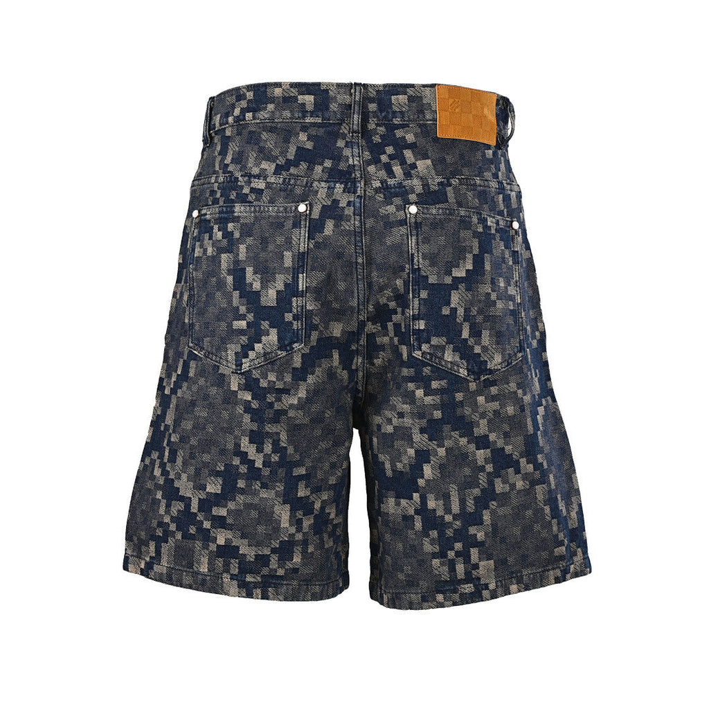 Louis Vuitton Snake-Print Mosaic Denim Shorts