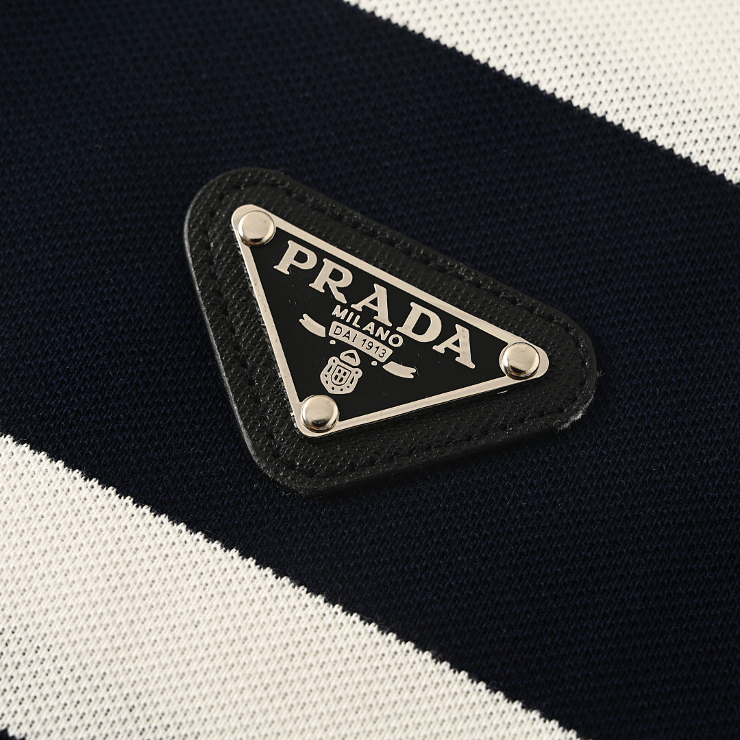Prada 2026 Classic Triangle Logo Cotton T-Shirt S-XL