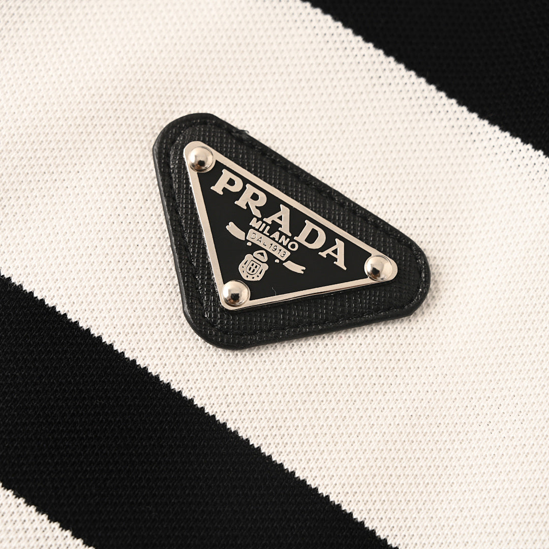 Prada 2026 Classic Triangle Logo Cotton T-Shirt S-XL