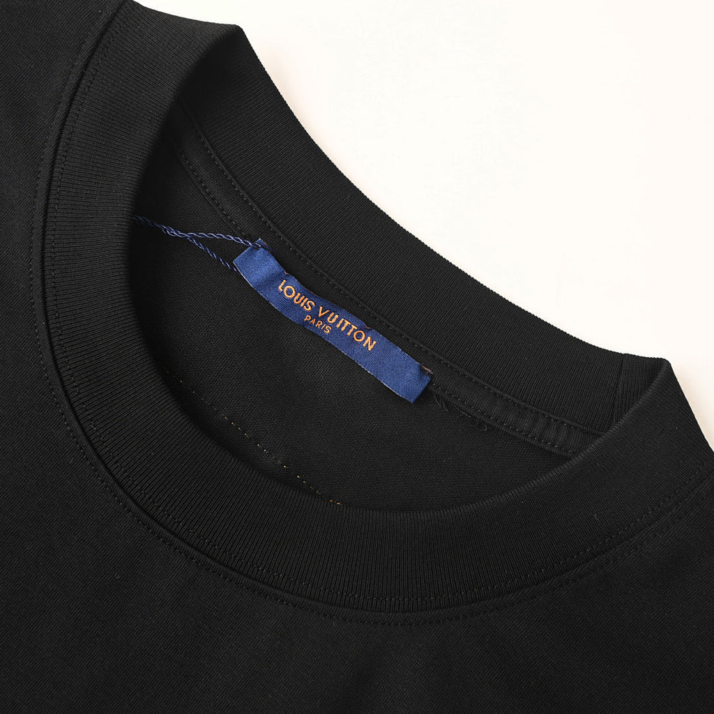 Louis Vuitton Cloud Monogram Foam-Print Short-Sleeve T-Shirt | Black | Combed Cotton