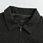 Gucci All-Over GG Jacquard Zip-Front Jacket with Fold-Over Collar