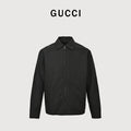 Gucci All-Over GG Jacquard Zip-Front Jacket with Fold-Over Collar