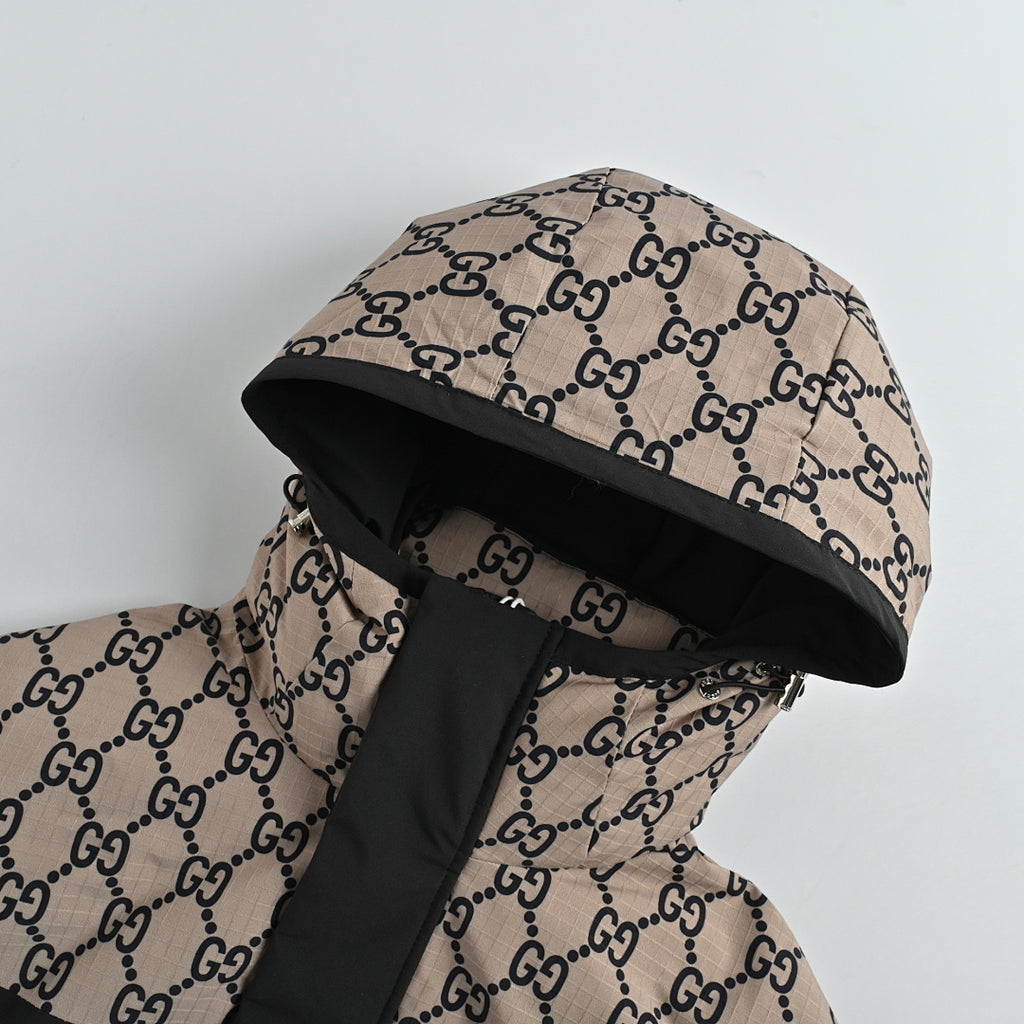 Gucci GG Monogram Hooded Zip Jacket – Beige & Black