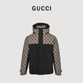 Gucci GG Monogram Hooded Zip Jacket – Beige & Black