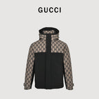 Gucci GG Monogram Hooded Zip Jacket – Beige & Black