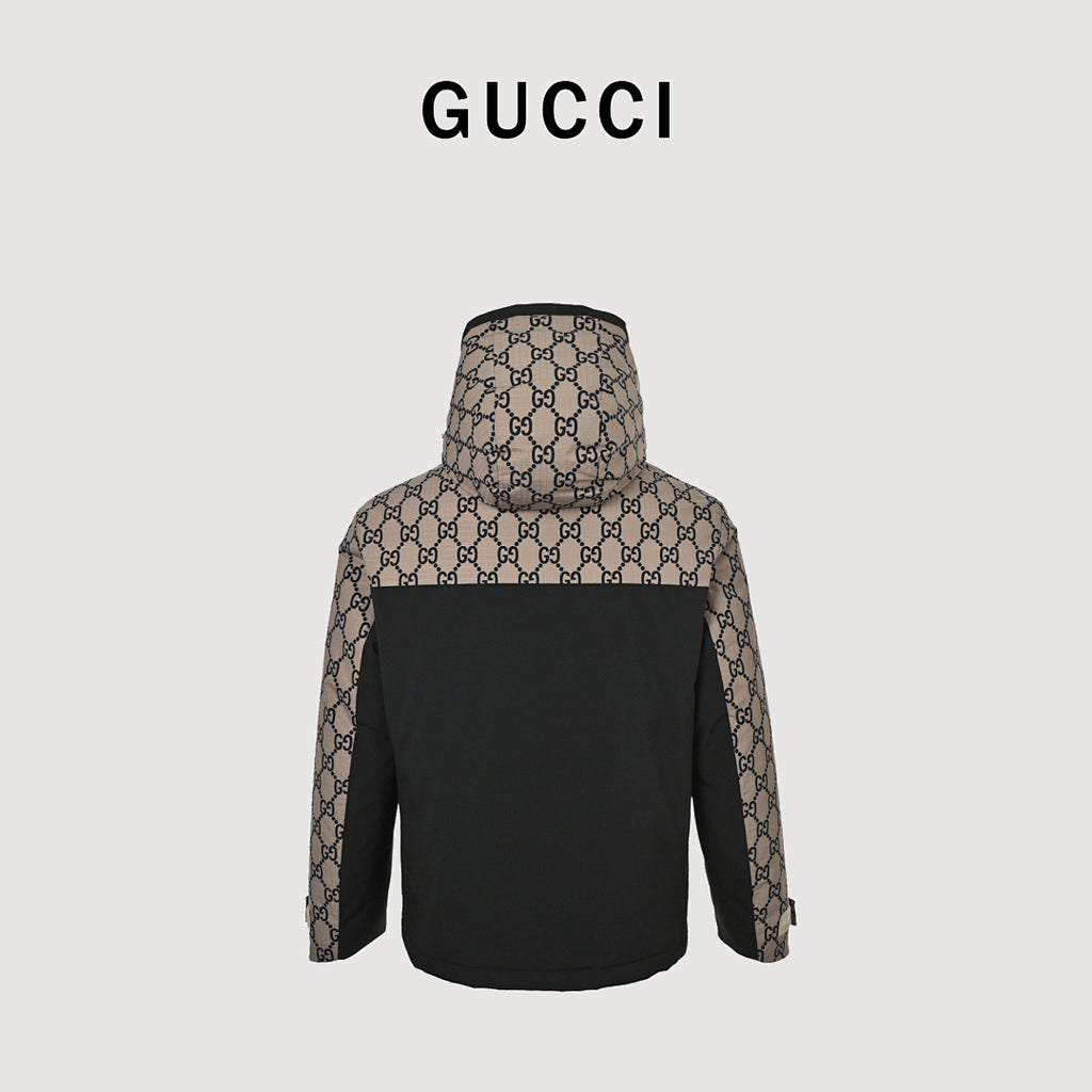 Gucci GG Monogram Hooded Zip Jacket – Beige & Black