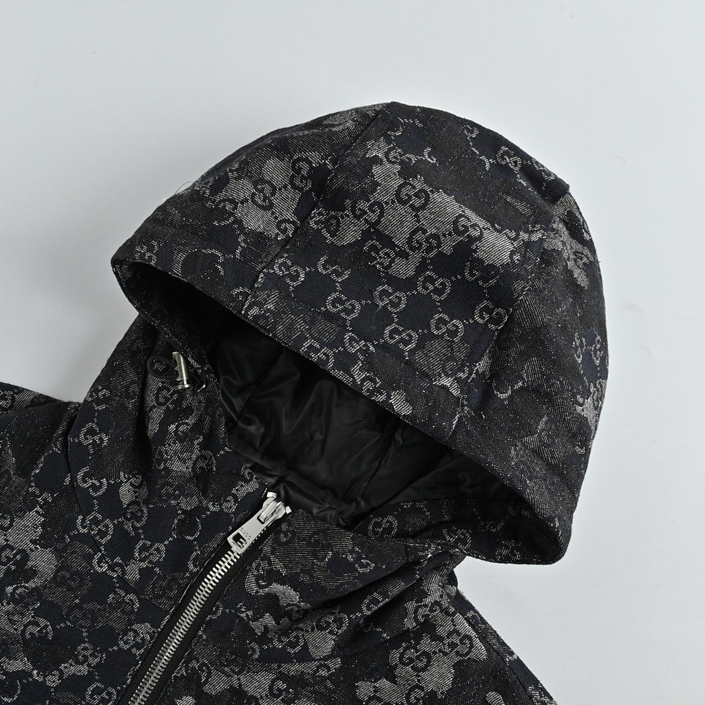 Gucci GG Monogram Hooded Zip Jacket – Black