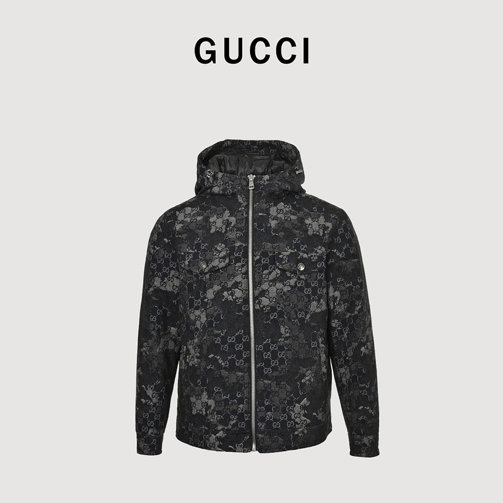 Gucci GG Monogram Hooded Zip Jacket – Black