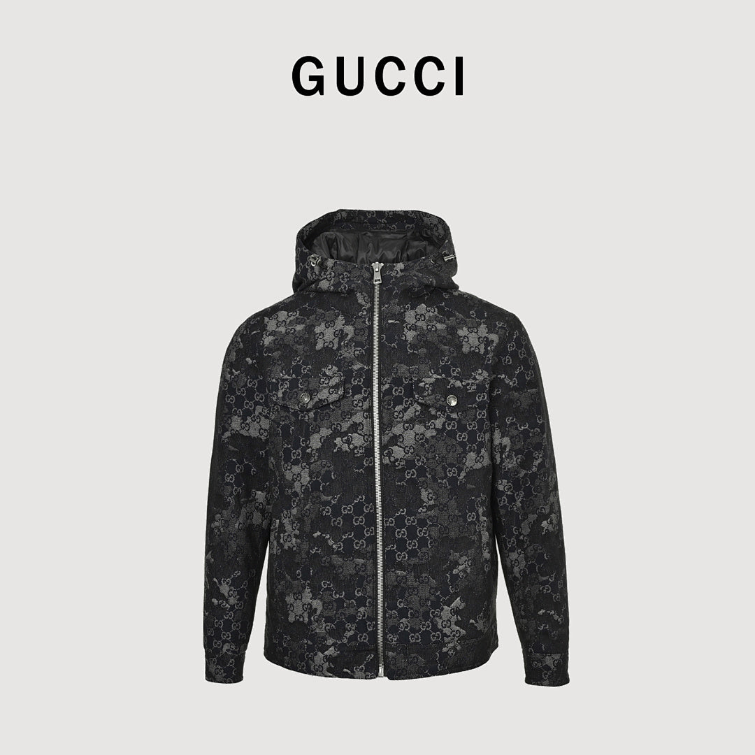 Gucci GG Monogram Hooded Zip Jacket – Black